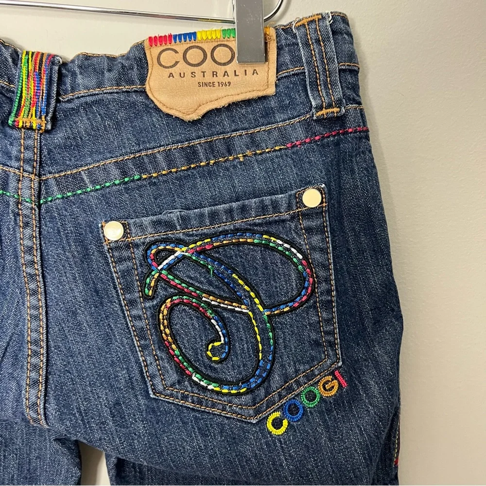 Coogi Australia Vintage y2k Denim Jean Shorts Embroidered Colorful Rainbow